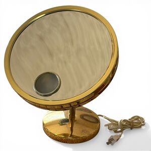 Vintage Jerdon Halo Light Plug In Vanity Mirror (Model J980G/117) Gold Tone